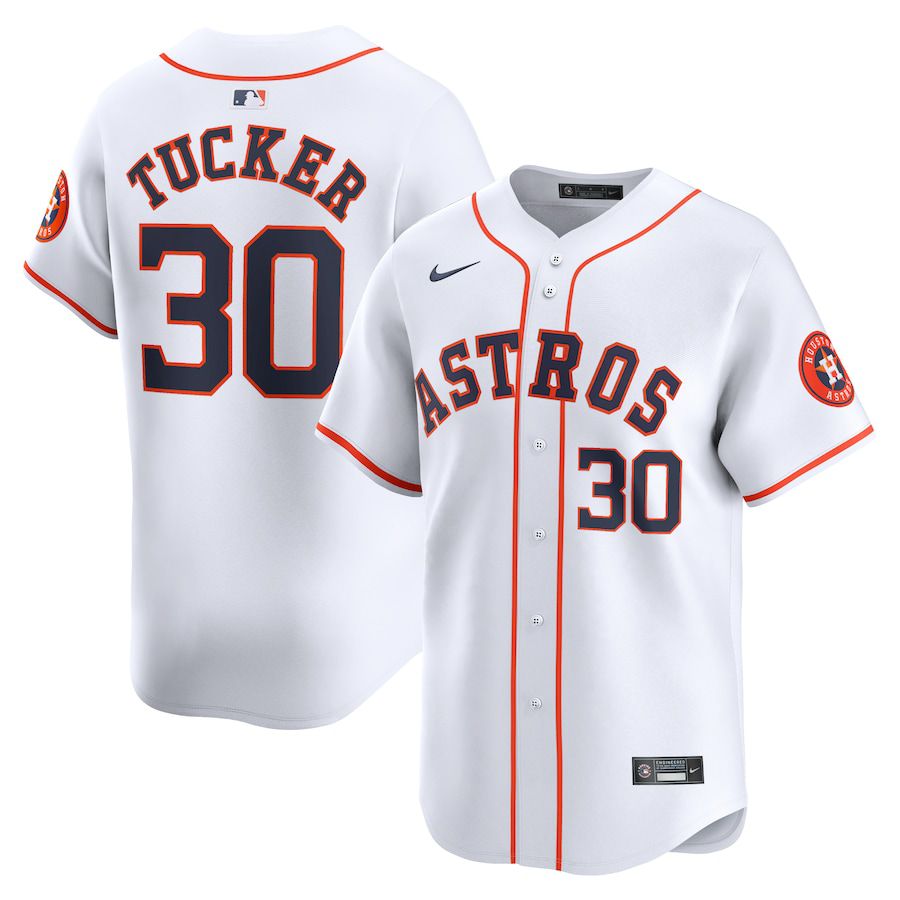 Men Houston Astros 30 Kyle Tucker Nike White Home Limited Player MLB Jersey